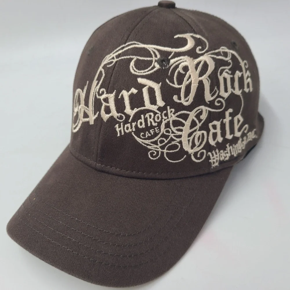 Hard Rock Cafe Hat Fitted (Seems S-M) Brown Washington DC Travel Souvenir‎ Men